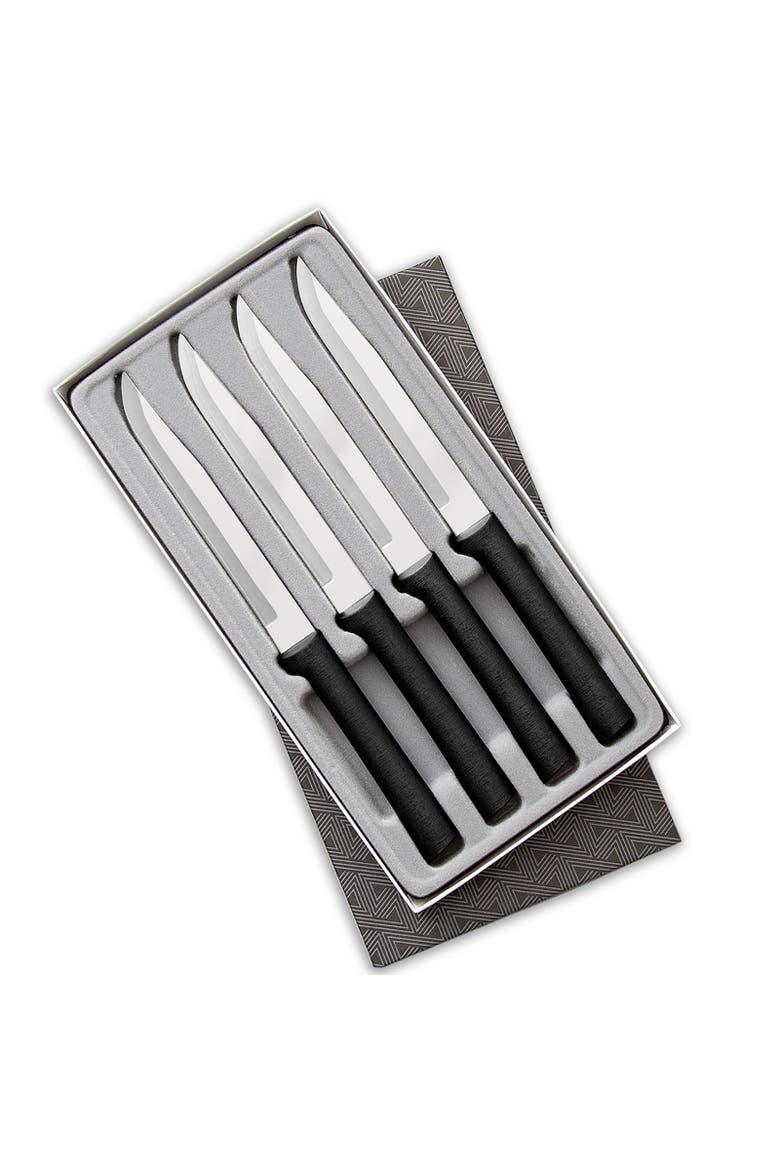 4 Piece Steak Knives Set with Gift Box, Main, color, Black