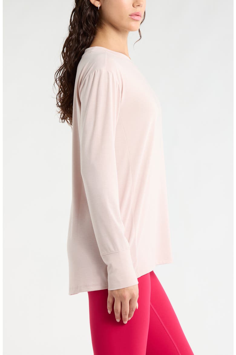 Long Sleeve Split Hem T-Shirt, Alternate, color, PINK HUSH