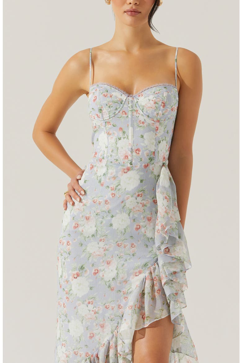 Brisbane Floral Print Asymmetric Dress, Alternate, color, LIGHT BLUE FLORAL