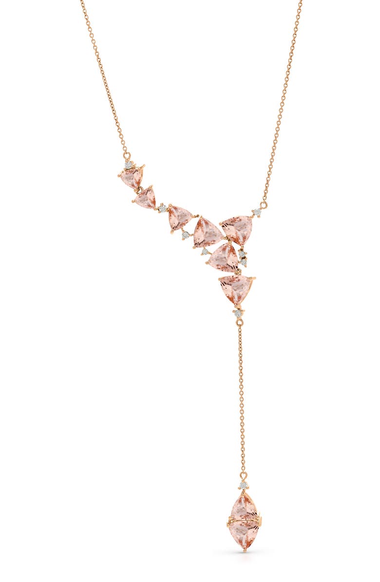 Hueb Mirage Rose Morganite & Diamond Asymmetric Necklace, Main, color, 