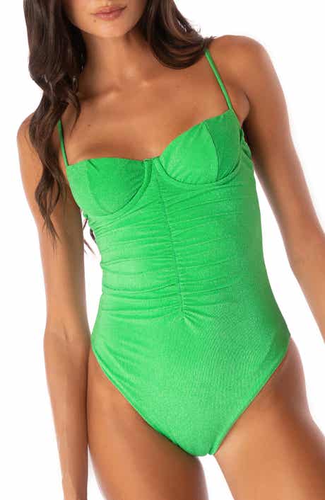Maaji Parakeet Green Cuba Reversible Underwire One-Piece Swimsuit