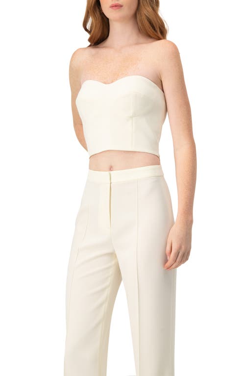 Ivonne Solid Natural Tube Crop Top In White