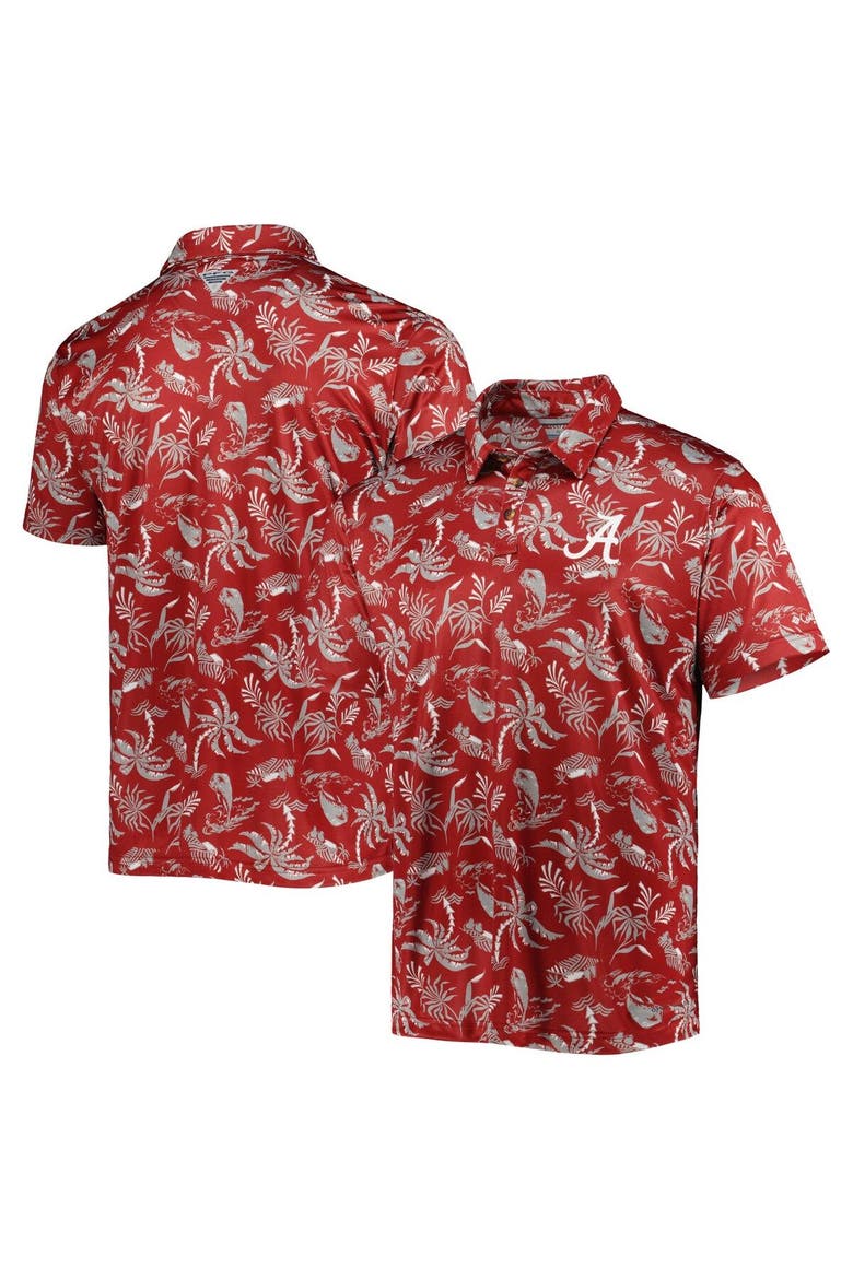 Men's Columbia Crimson Alabama Crimson Tide Super Terminal Tackle Omni-Shade Polo, Main, color, Crimson