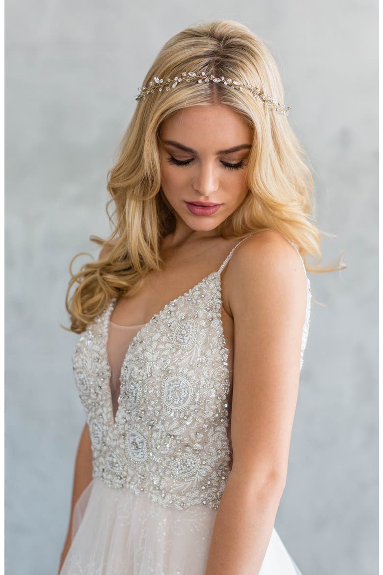 Lucina Crystal Halo & Sash, Alternate, color, GOLD
