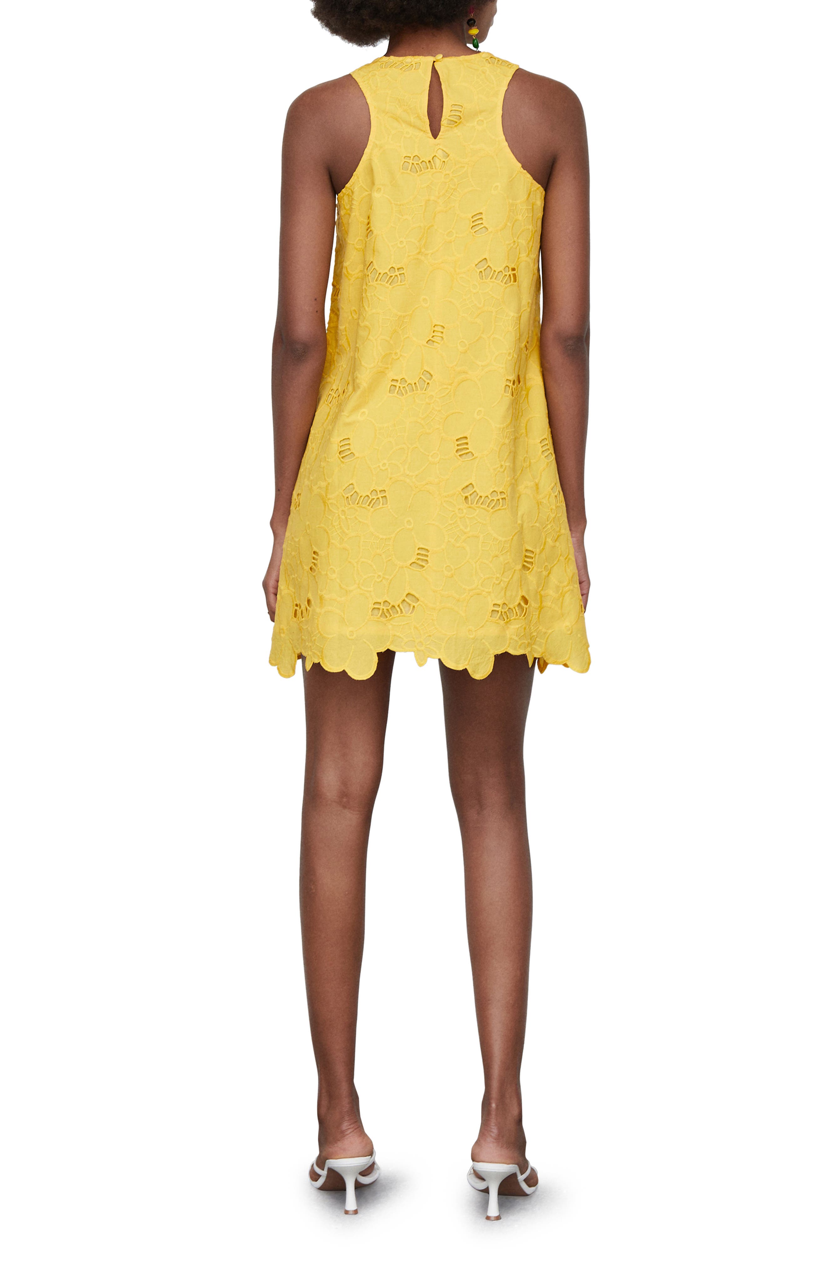 Openwork Detail Scallop Hem Cotton Minidress - image 2