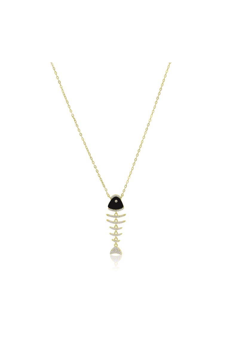 The Lovery Fine Jewelry Onyx Fish Necklace, Main, color, Onyx