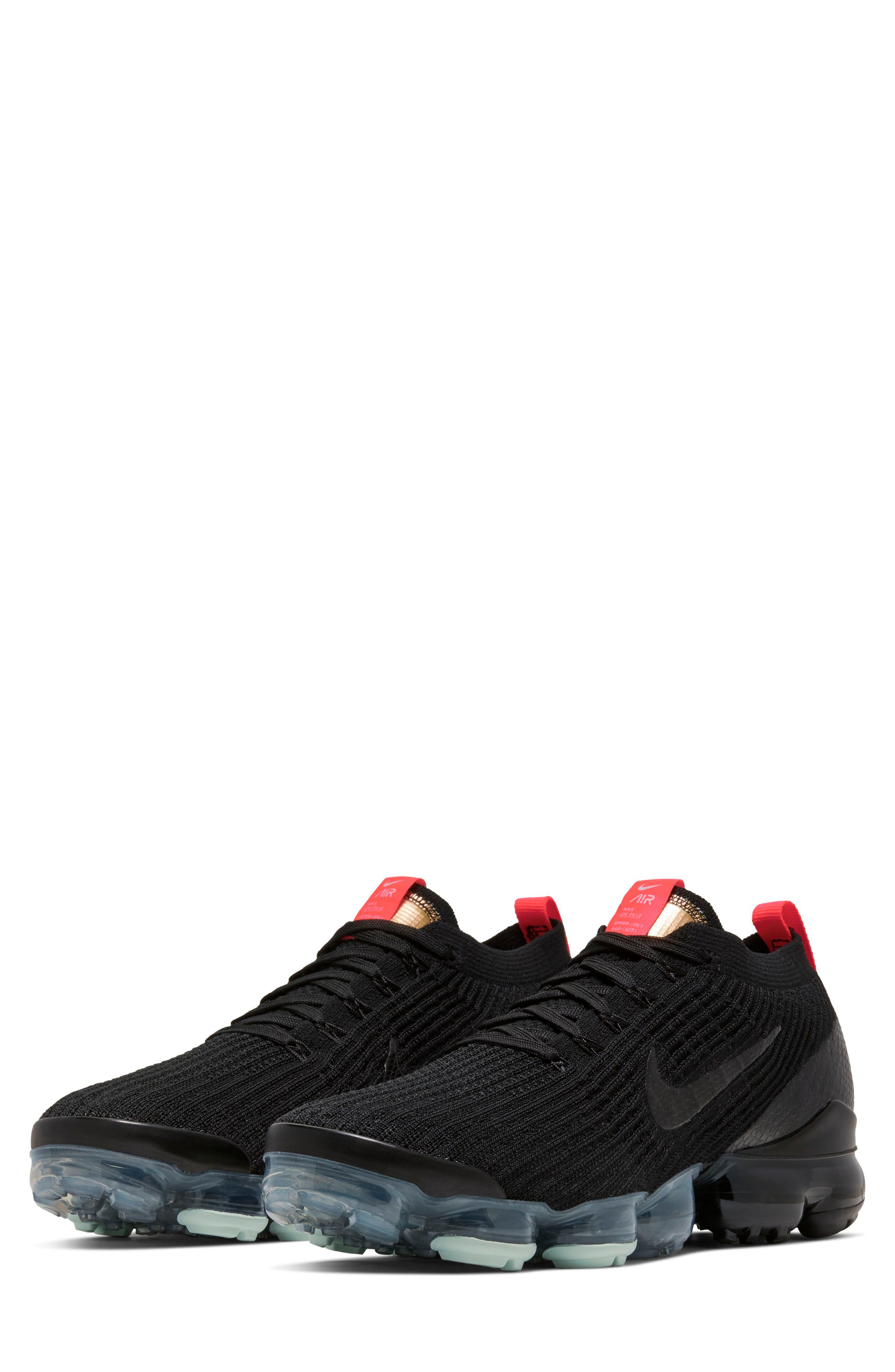 Air VaporMax Flyknit 3 Running Shoe, Main, color, BLACK/ IGLOO/ FLASH CRIMSON