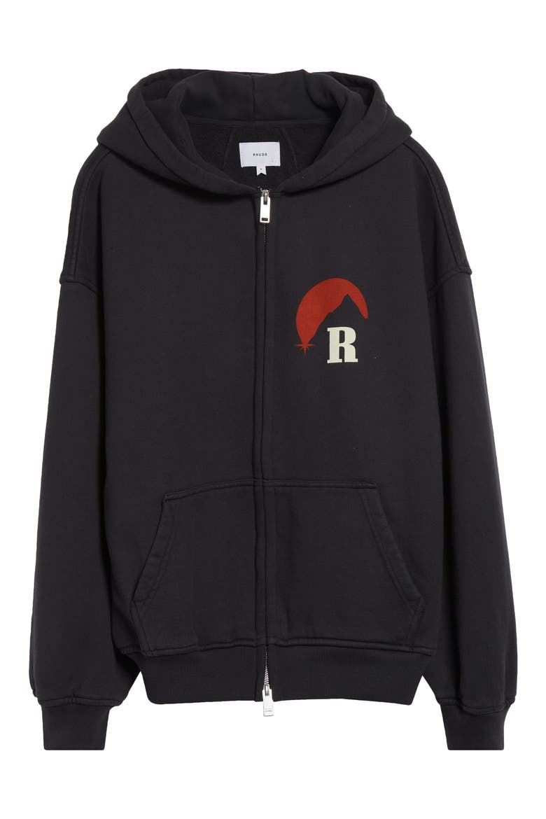 Moonlight Logo Full Zip Fleece Graphic Hoodie, Alternate, color, VINTAGE BLACK/ RED /YELLOW