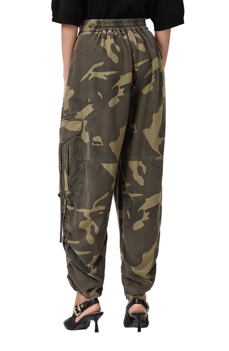 AllSaints Kaye Camo Ruched Cargo Pants, Alternate, color, Camo Green