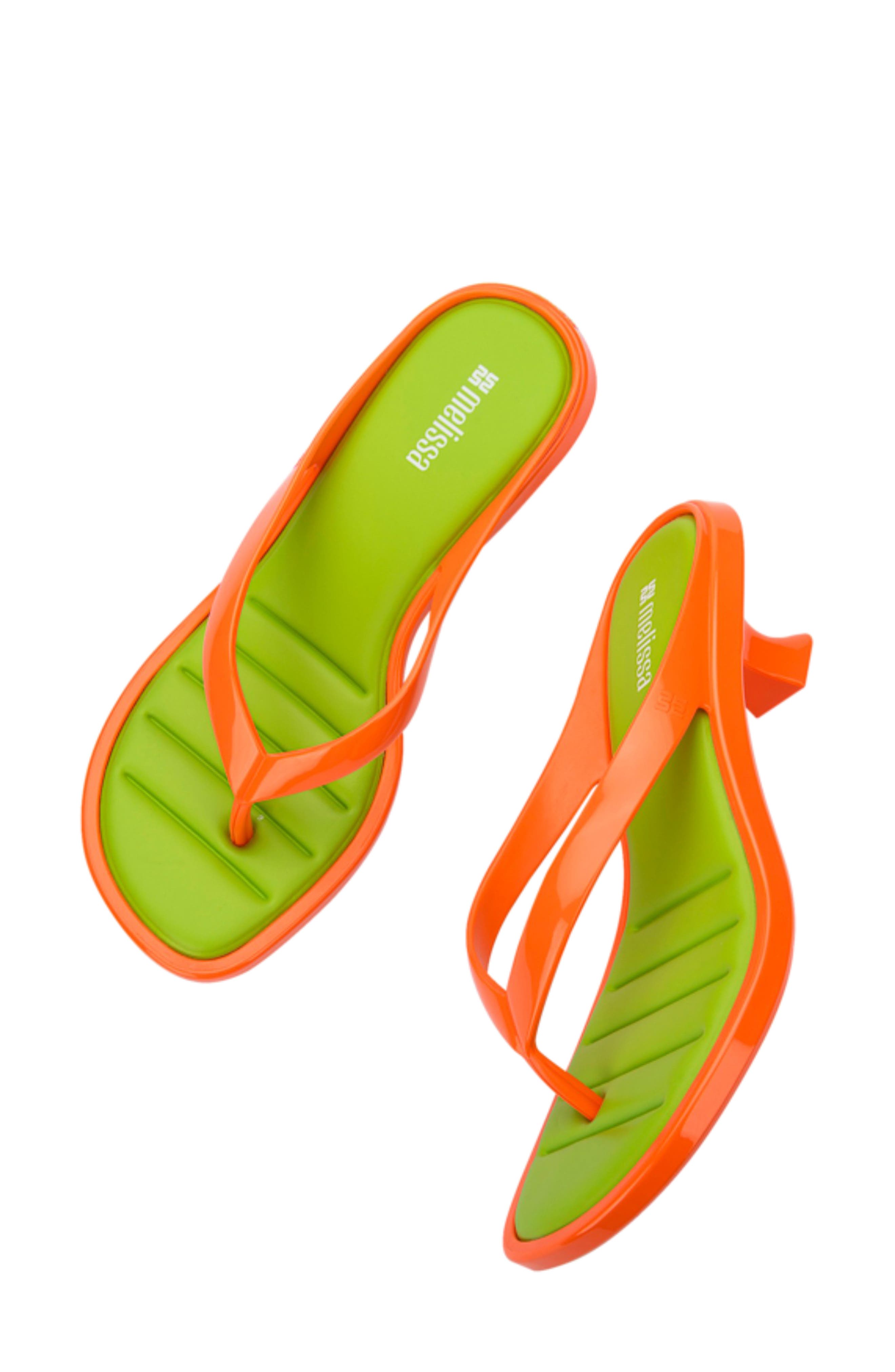 Kitten Heel Flip Flop, Alternate, color, ORANGE/GREEN