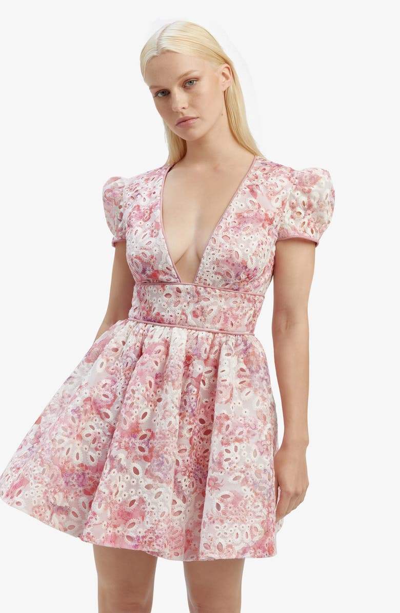 Bardot Tamarin Floral Eyelet Embroidered Minidress, Alternate, color, 