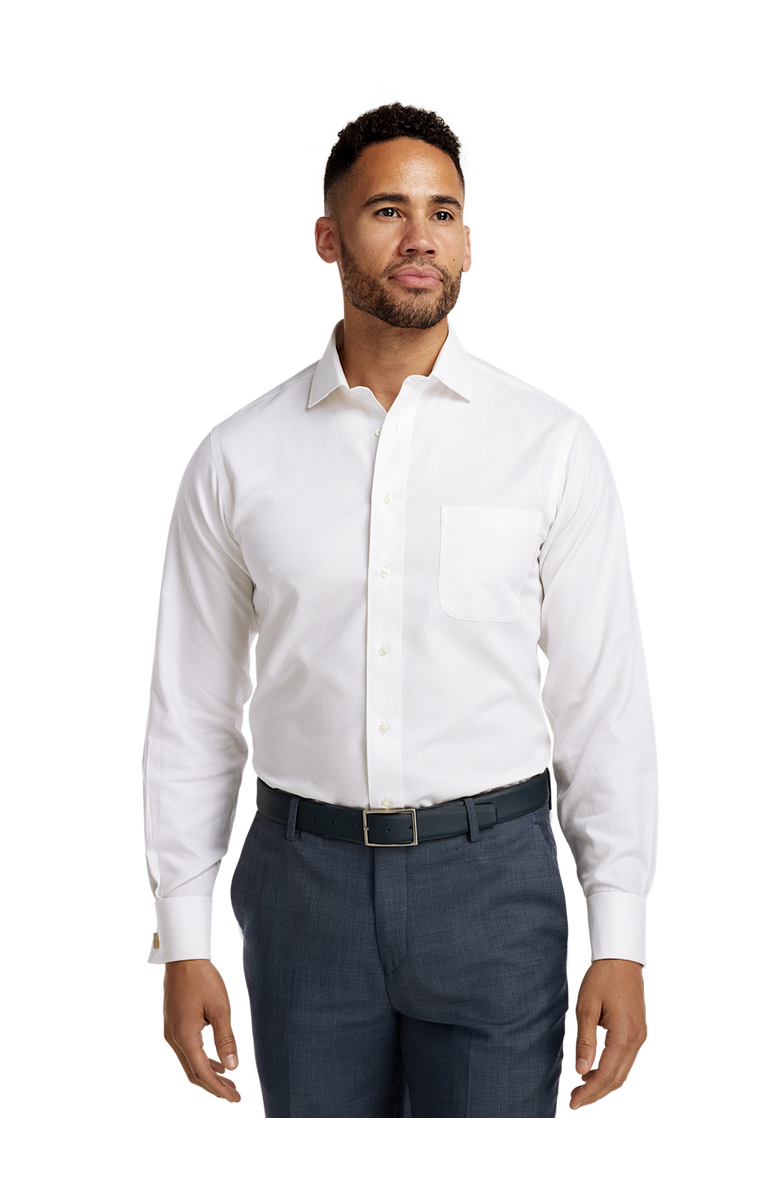 Paul Fredrick Slim Fit Non-iron Cotton Twill Spread Collar French Cuff Dress Shirt, Alternate, color, White