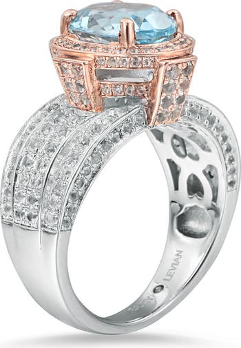 Blue & White Topaz Two-Tone Ring