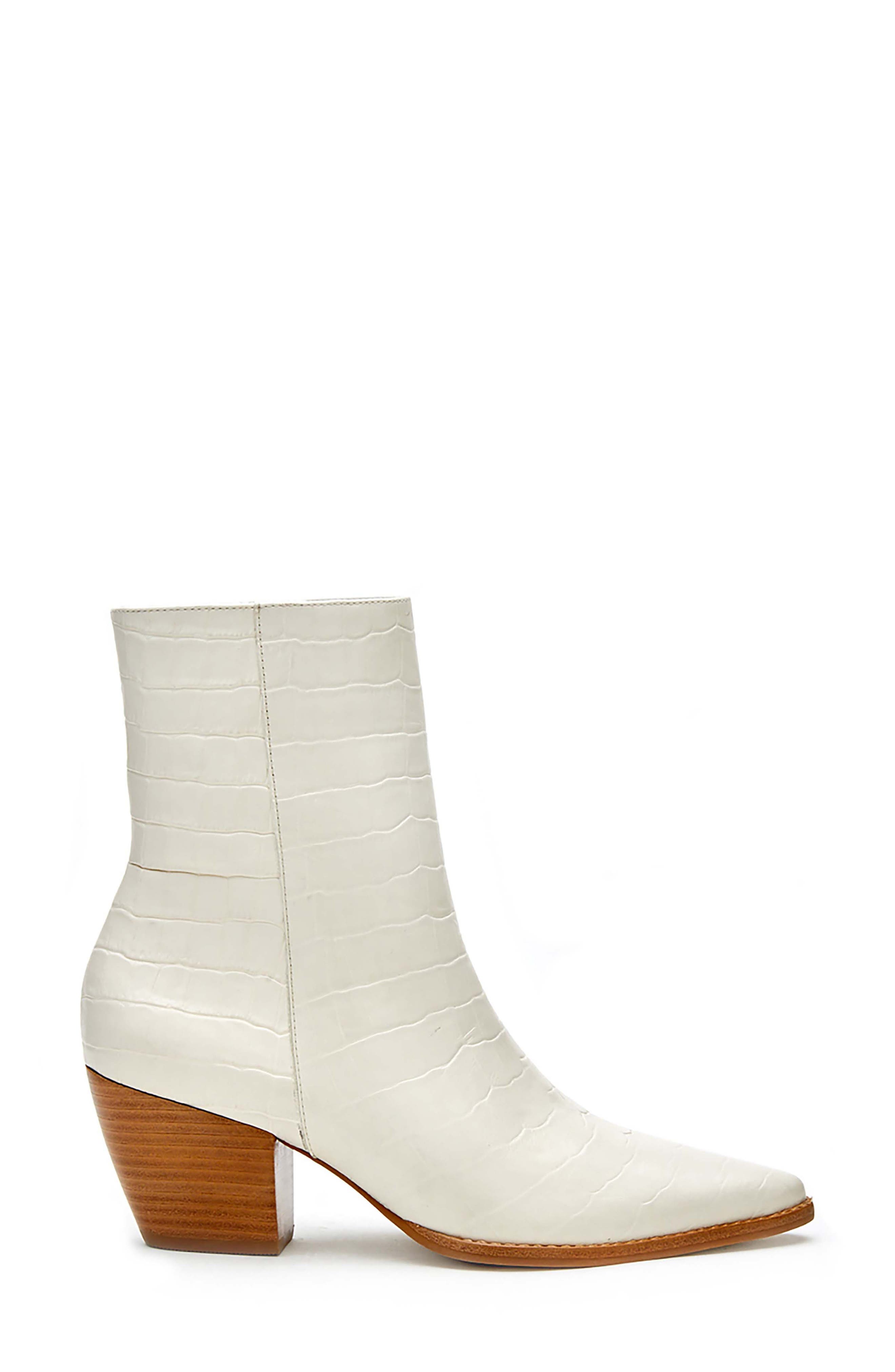 Caty Western Pointed Toe Bootie, Alternate, color, BONE CROC LEATHER