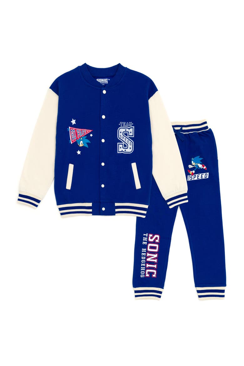 Sonic the Hedgehog Varsity Jacket and Joggers Set, Main, color, Sonic Navy Blue