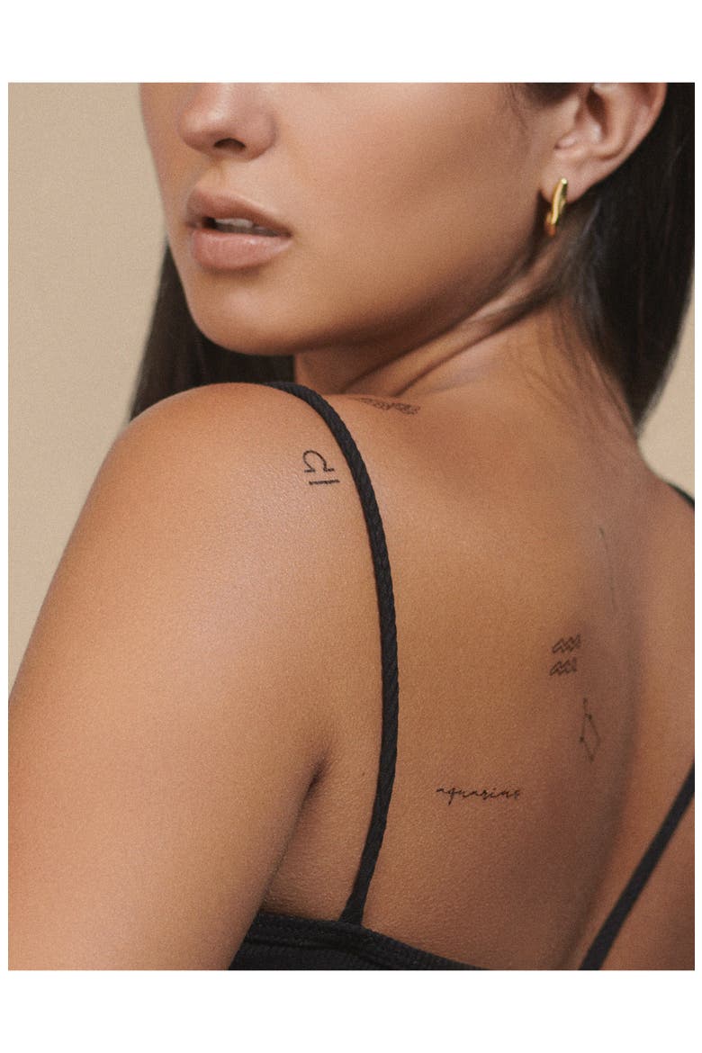 Air Zodiac Temporary Tattoos, Alternate, color, BLACK