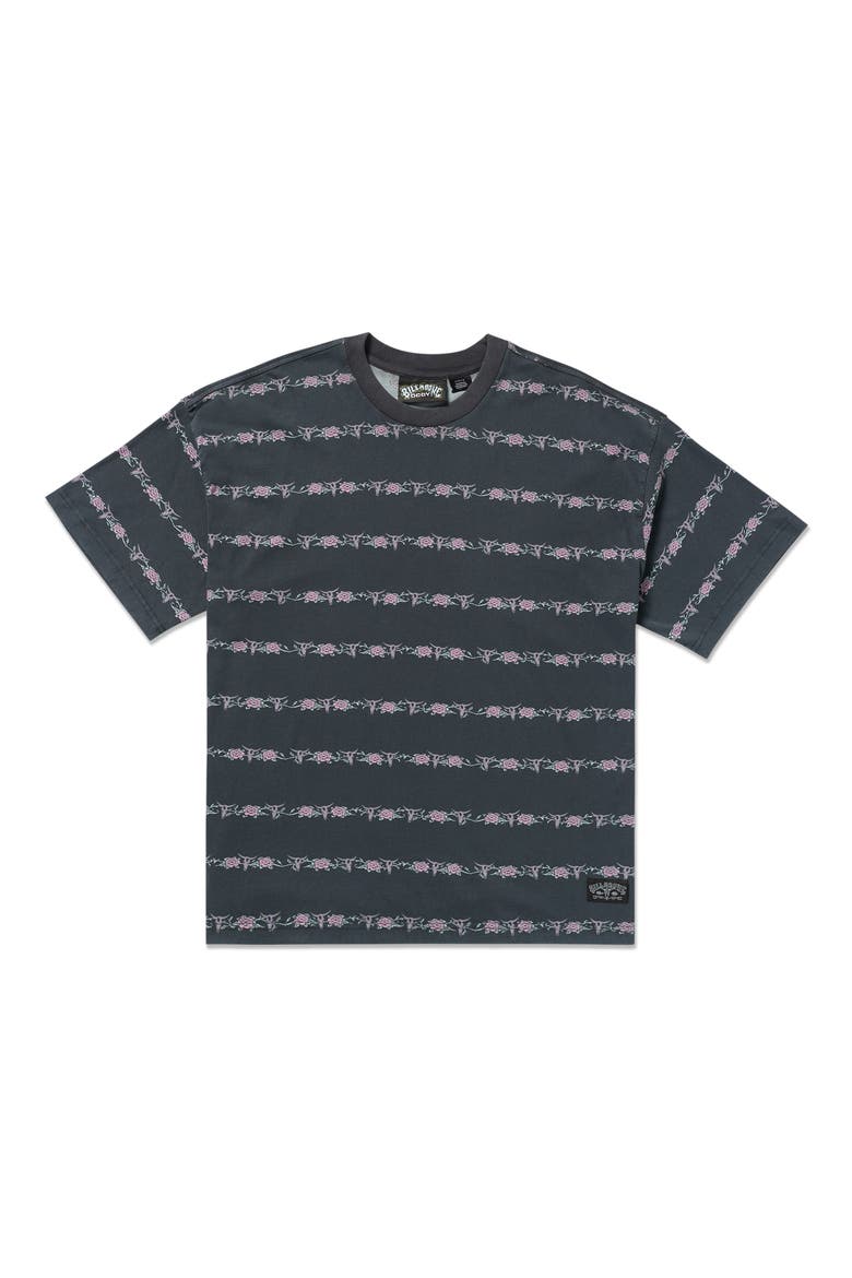 Raging Bull Floral Stripe T-Shirt, Alternate, color, WASHED BLACK
