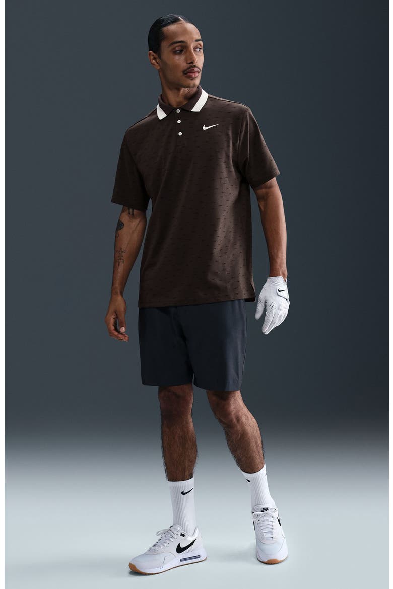 Dri-Fit Tour Micro Print Golf Polo, Alternate, color, BAROQUE BROWN/ PALE IVORY