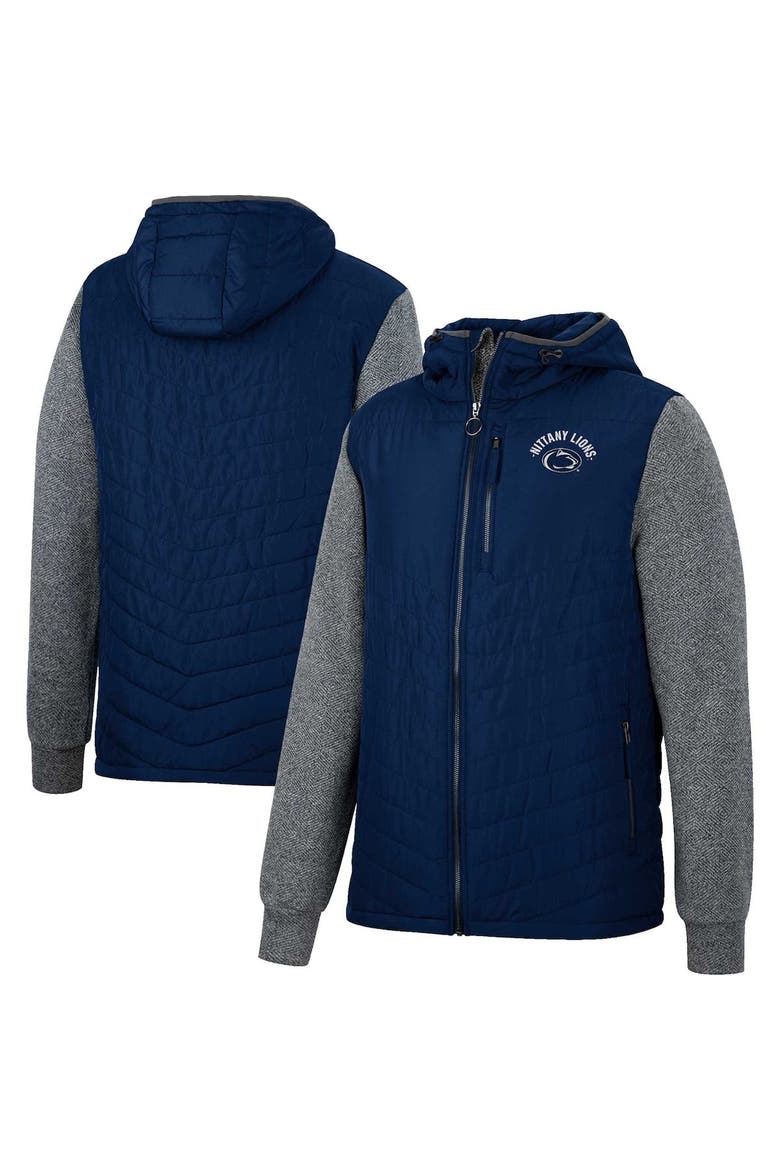 Men's Colosseum Navy Penn State Nittany Lions Course Herringbone Full-Zip Hoodie, Alternate, color, Navy