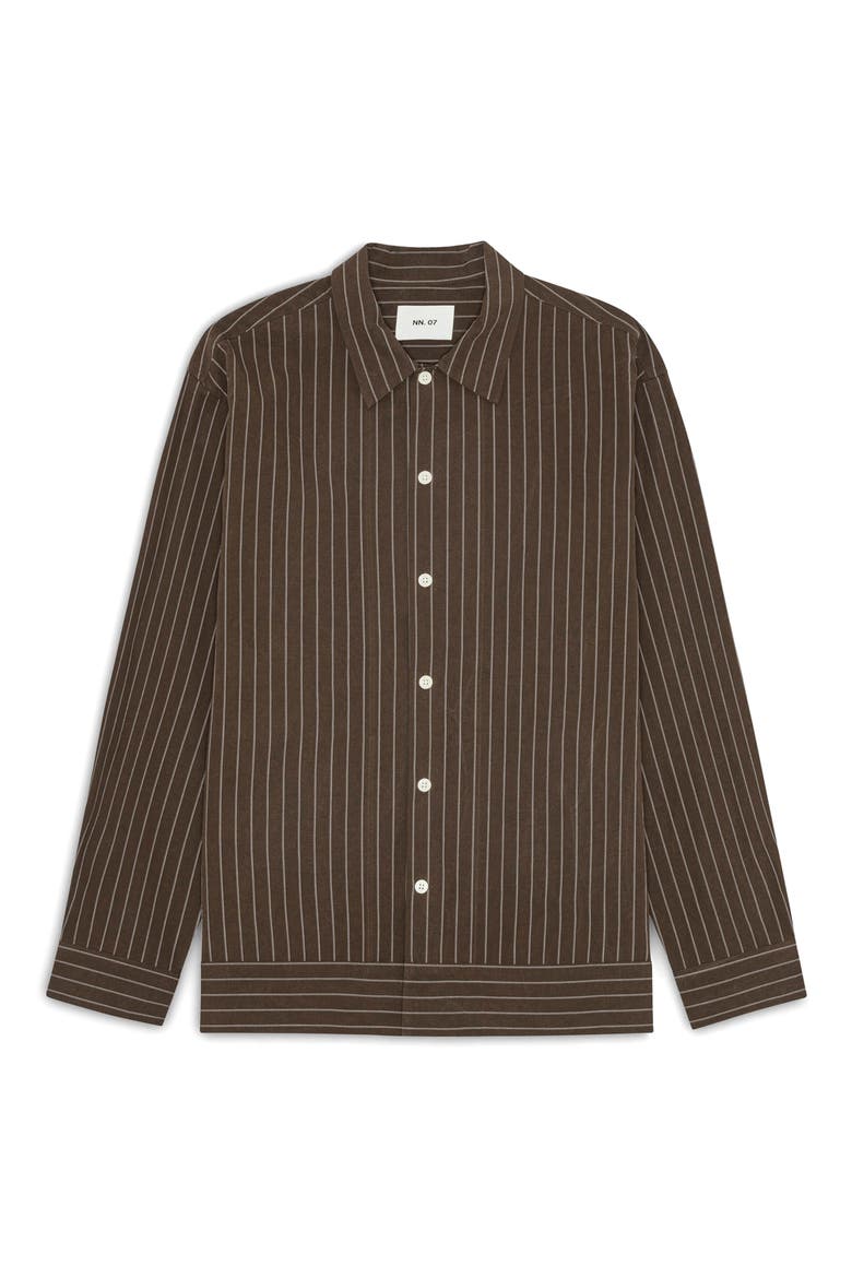 Reed Organic Cotton Shirt Jacket, Main, color, BROWN STRIPE