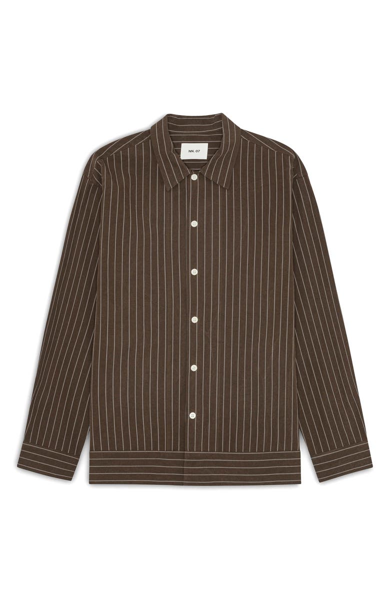 NN07 Reed Organic Cotton Shirt Jacket, Main, color, Brown Stripe