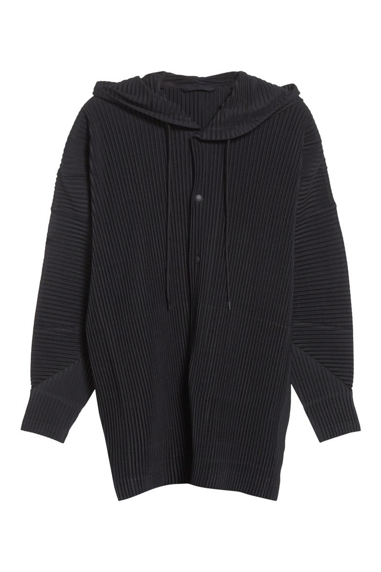 Monthly Colors February Pleated Hooded Jacket, Alternate, color, BLACK