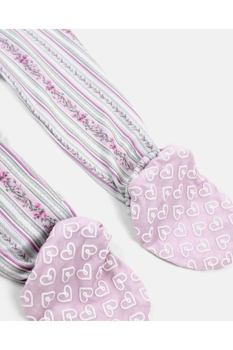 Victorian Floral Ruffled Zippered Footie, Alternate, color, Pink