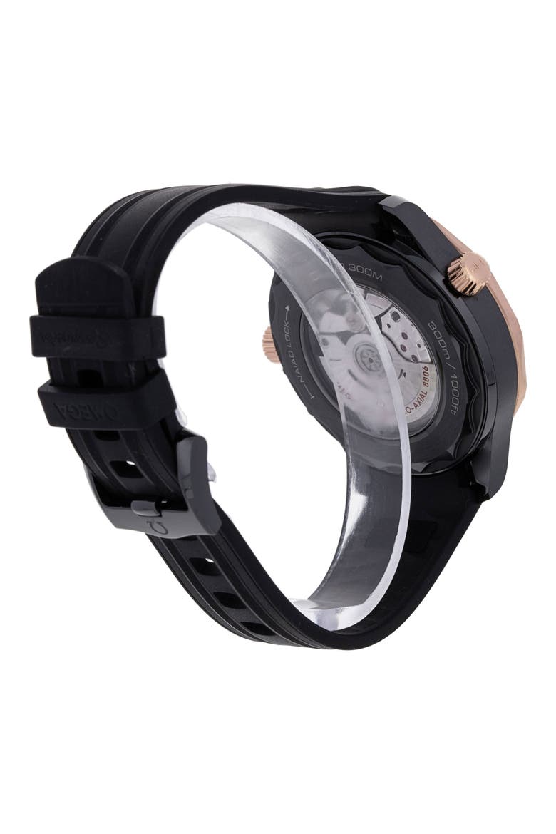 Omega Preowned Seamaster Diver 300m Automatic Rubber Strap Watch, 44mm, Alternate, color, BLACK