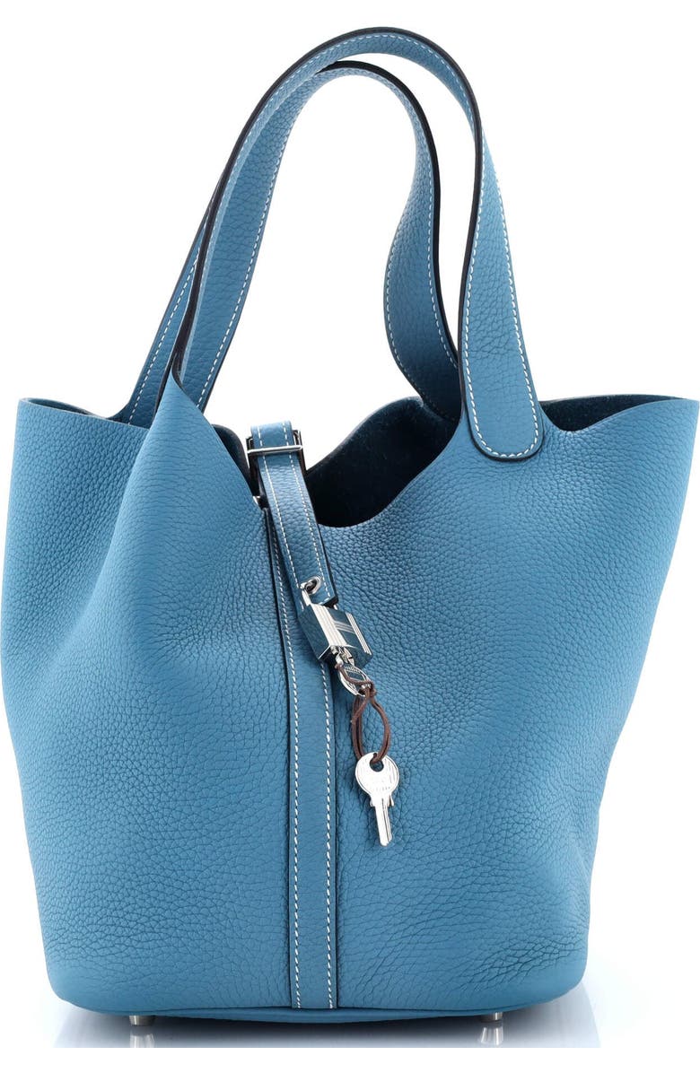 Pre-Owned Hermes Picotin Lock Bag Clemence MM, Main, color, New Bleu Jean