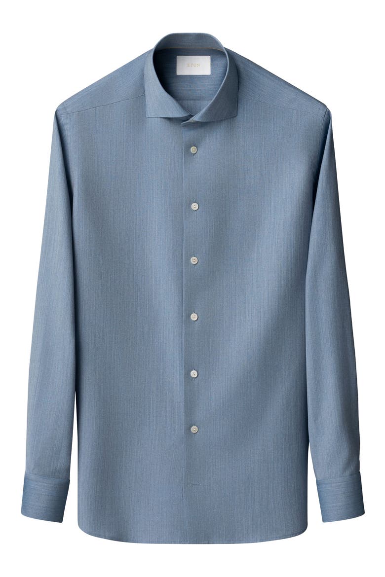 Slim Fit Blue Mélange Wool Dress Shirt, Alternate, color, MEDIUM BLUE