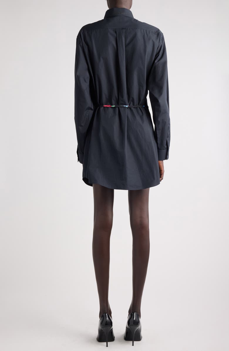 Balenciaga Side Tie Long Sleeve Cotton Poplin Shirtdress, Alternate, color, 1055 Washed Black
