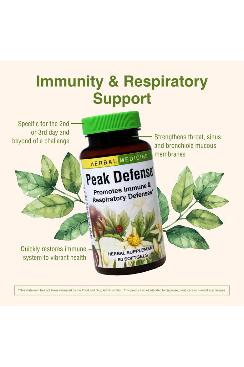 Peak Defense - Support a Healthy Respiratory System - Herbal Supplement to Support Immune Health - Vitality Support Supplement for Adults - Gluten-Free - 60 Softgels, Alternate, color, No Color