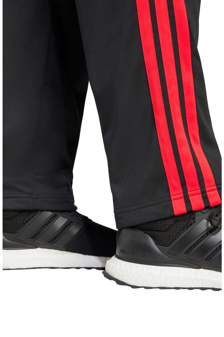 Essentials 3-Stripes Track Pants, Alternate, color, BLACK/ PURE RUBY