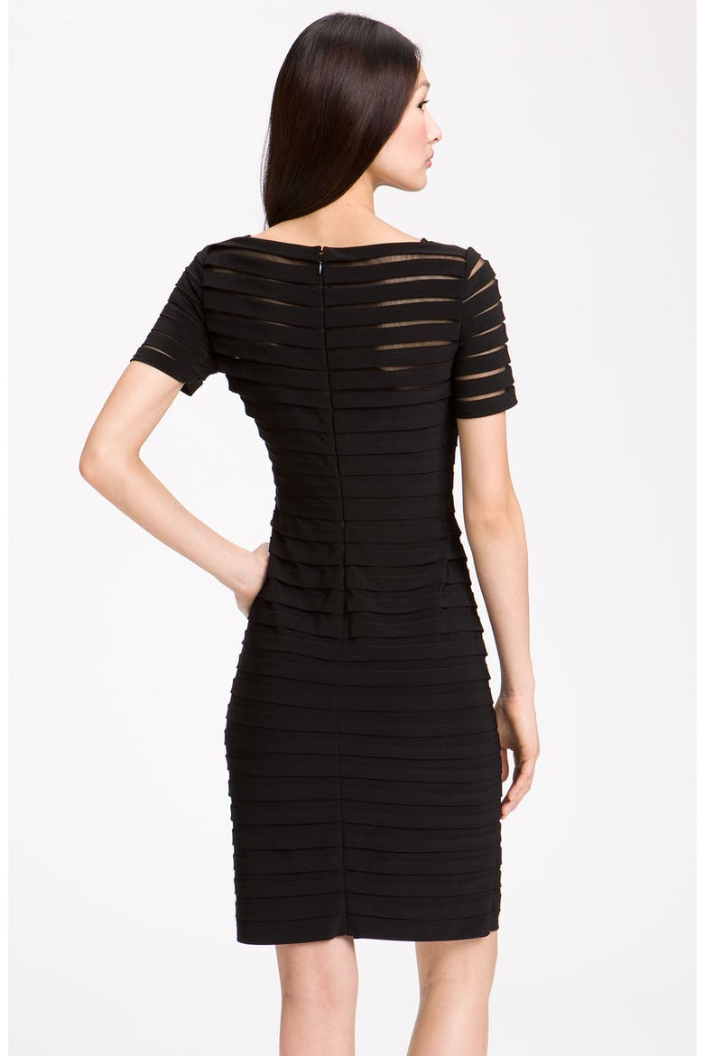 Illusion Bodice Pleated Jersey Sheath Dress, Alternate, color, BLACK