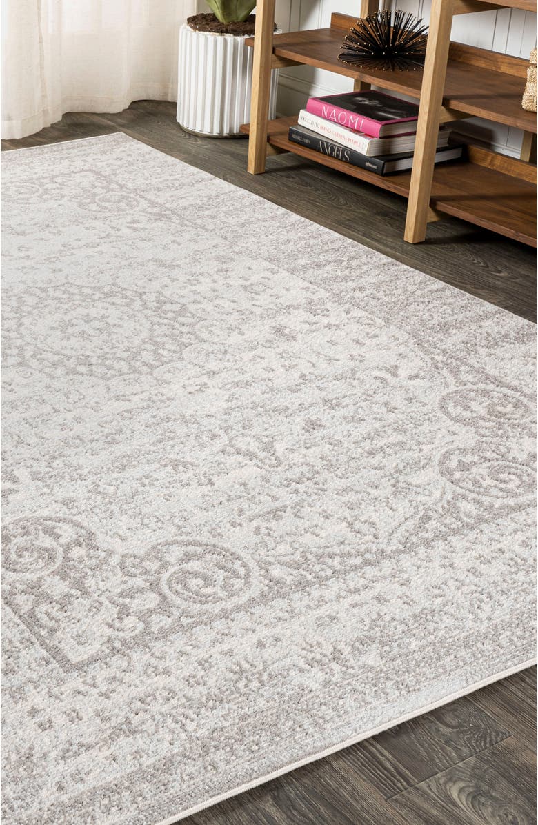 JONATHAN Y Scala Ornate Bohemian Medallion Area Rug, Alternate, color, Gray/Cream