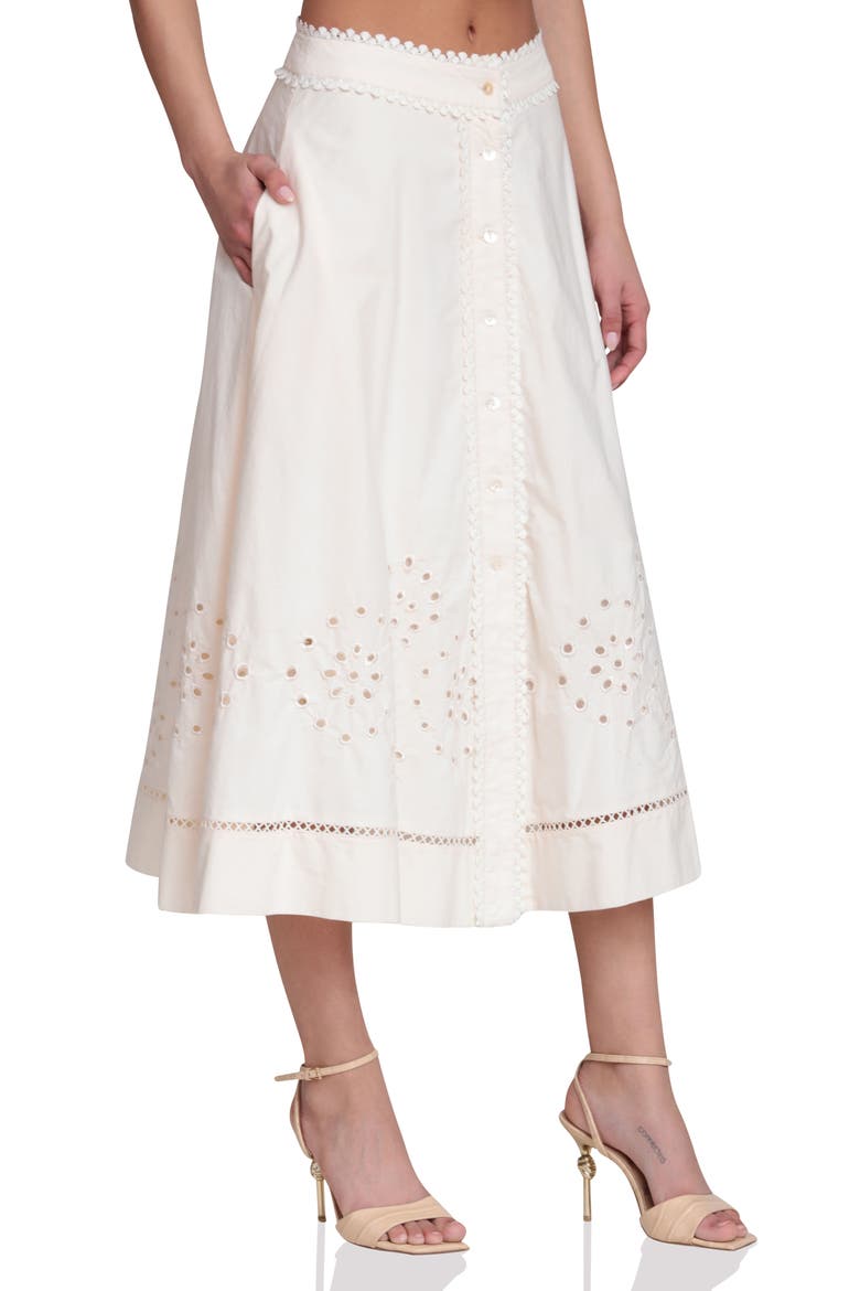 Cotton Eyelet A-Line Midi Skirt, Alternate, color, CREAM