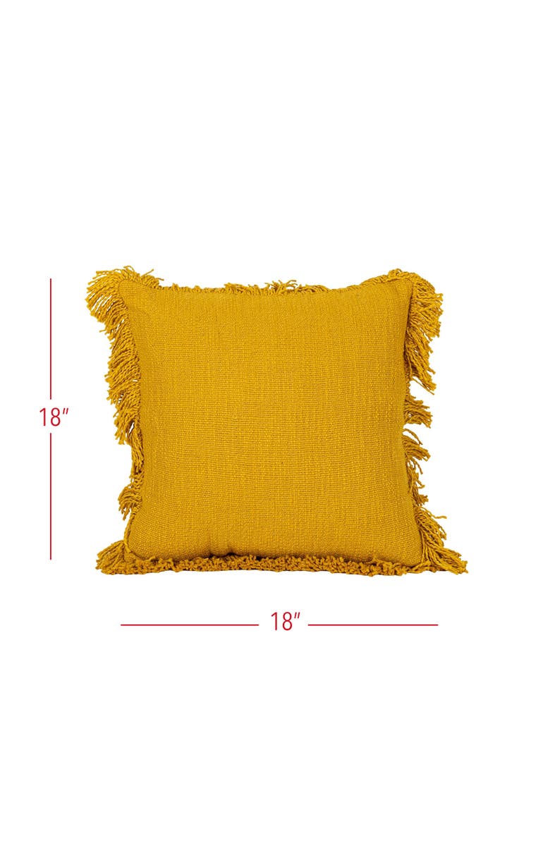 Foreside Home and Garden Mustard Handwoven Plaid Cotton Throw Pillow, Alternate, color, Yellow