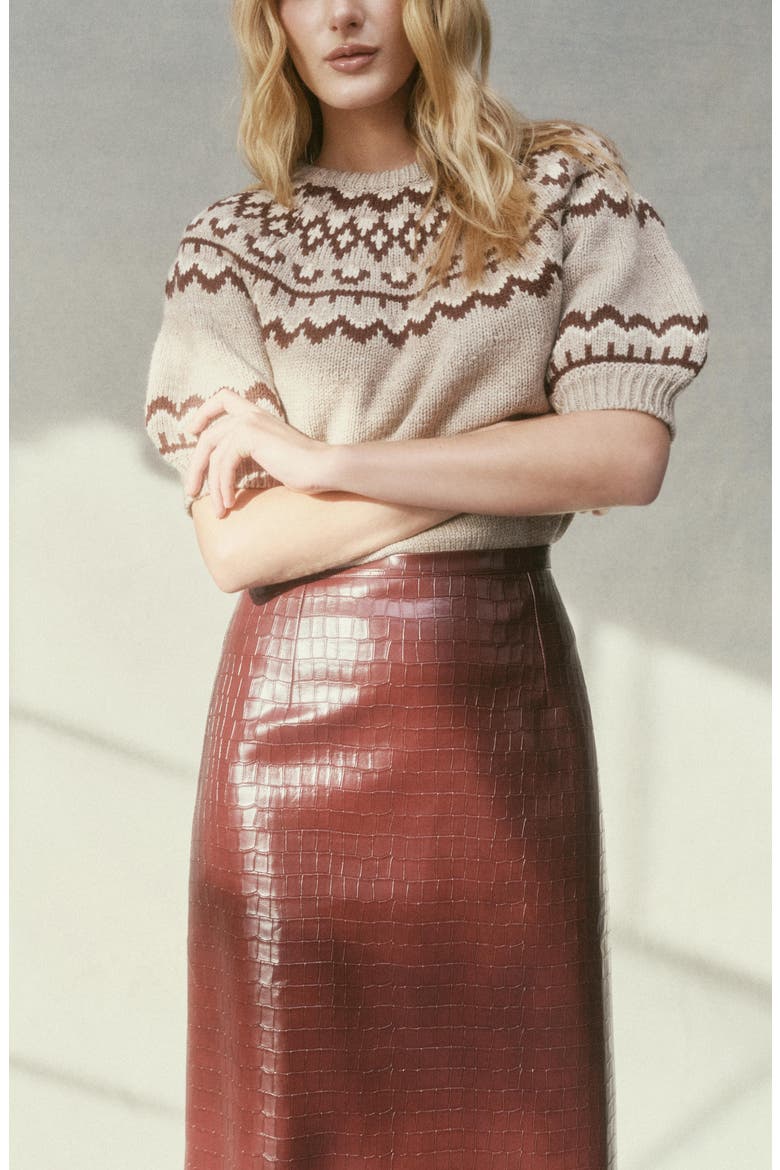 Clayton Fair Isle Puff Sleeve Sweater, Alternate, color, OATMEAL MULTI
