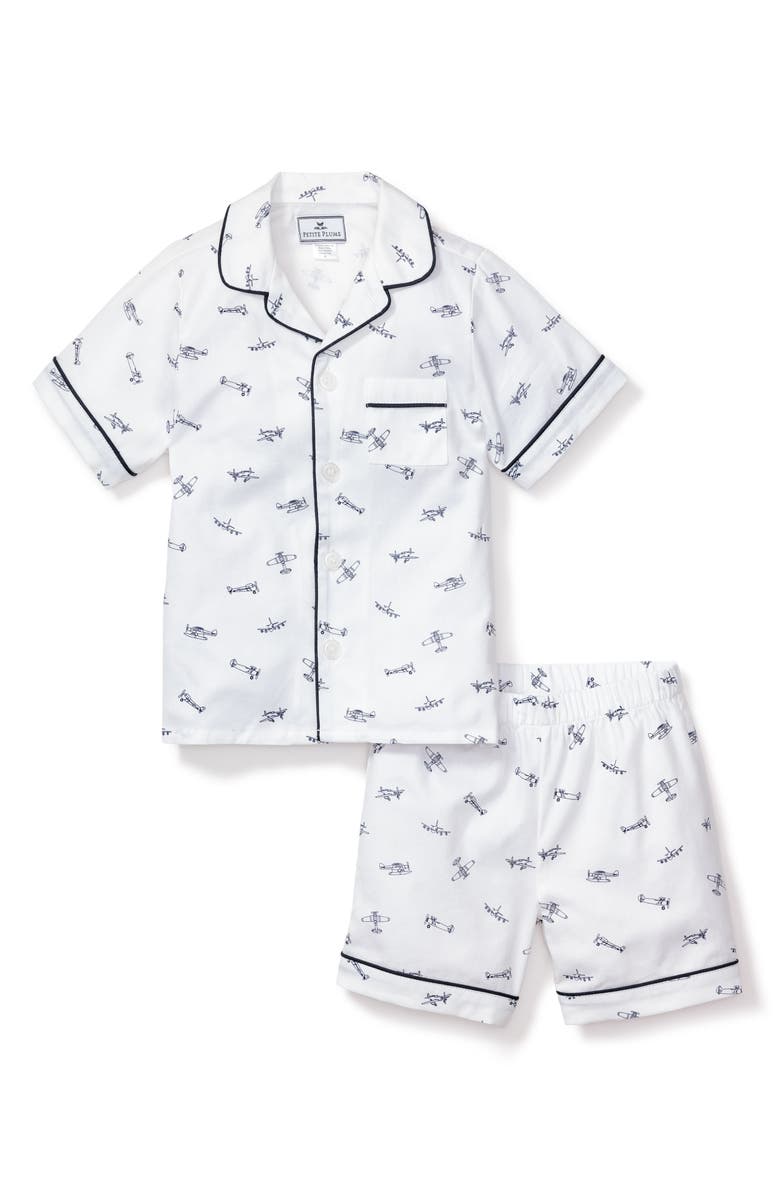 Petite Plume Kids' Par Avion Two-Piece Short Pajamas, Main, color, 
