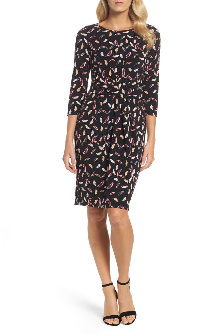 Print Stretch Sheath Dress, Main, color, PINK MULTI