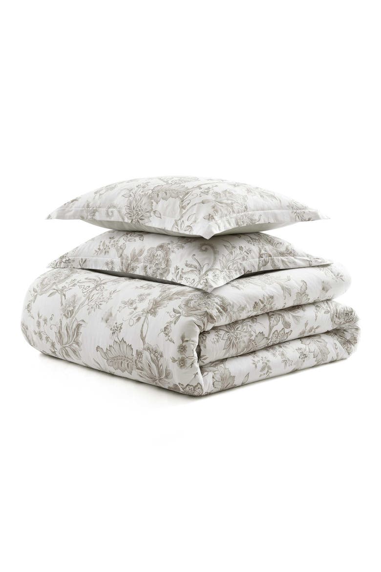 Avery Floral Cotton Sateen Comforter Set, Main, color, MOONLIGHT GREY