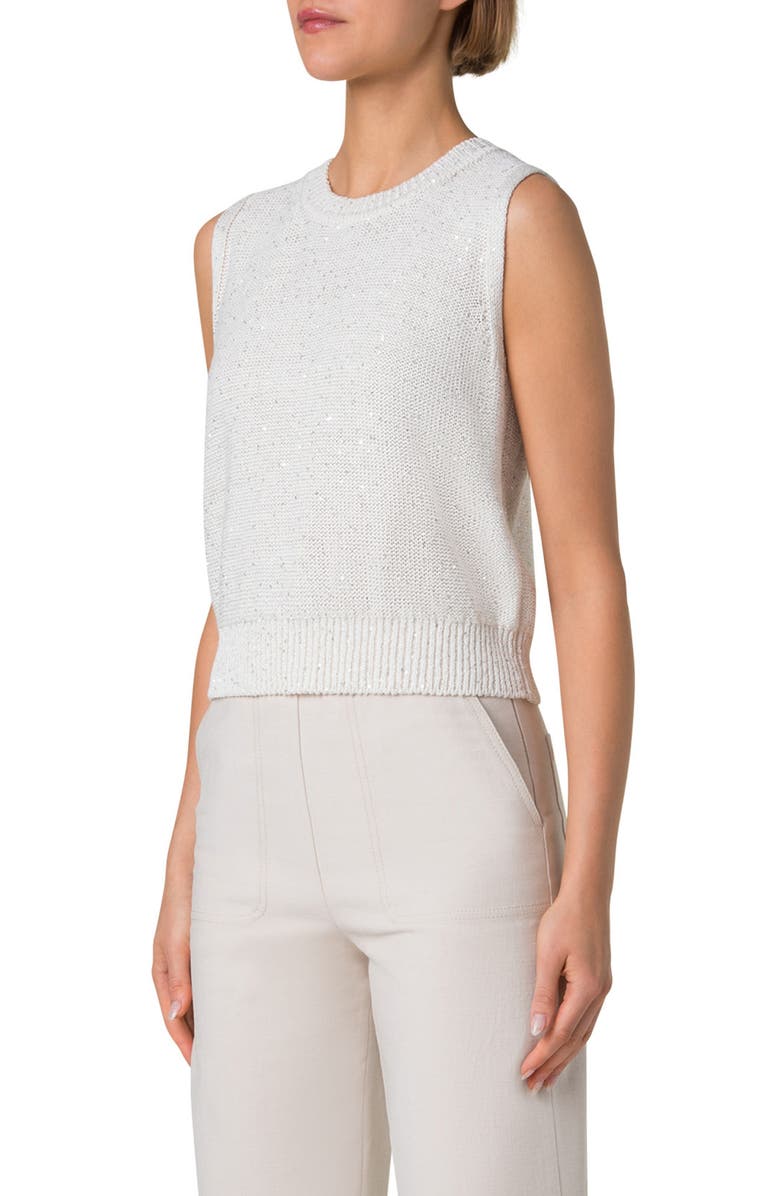 Akris Microsequin Linen Blend Sleeveless Sweater, Alternate, color, 