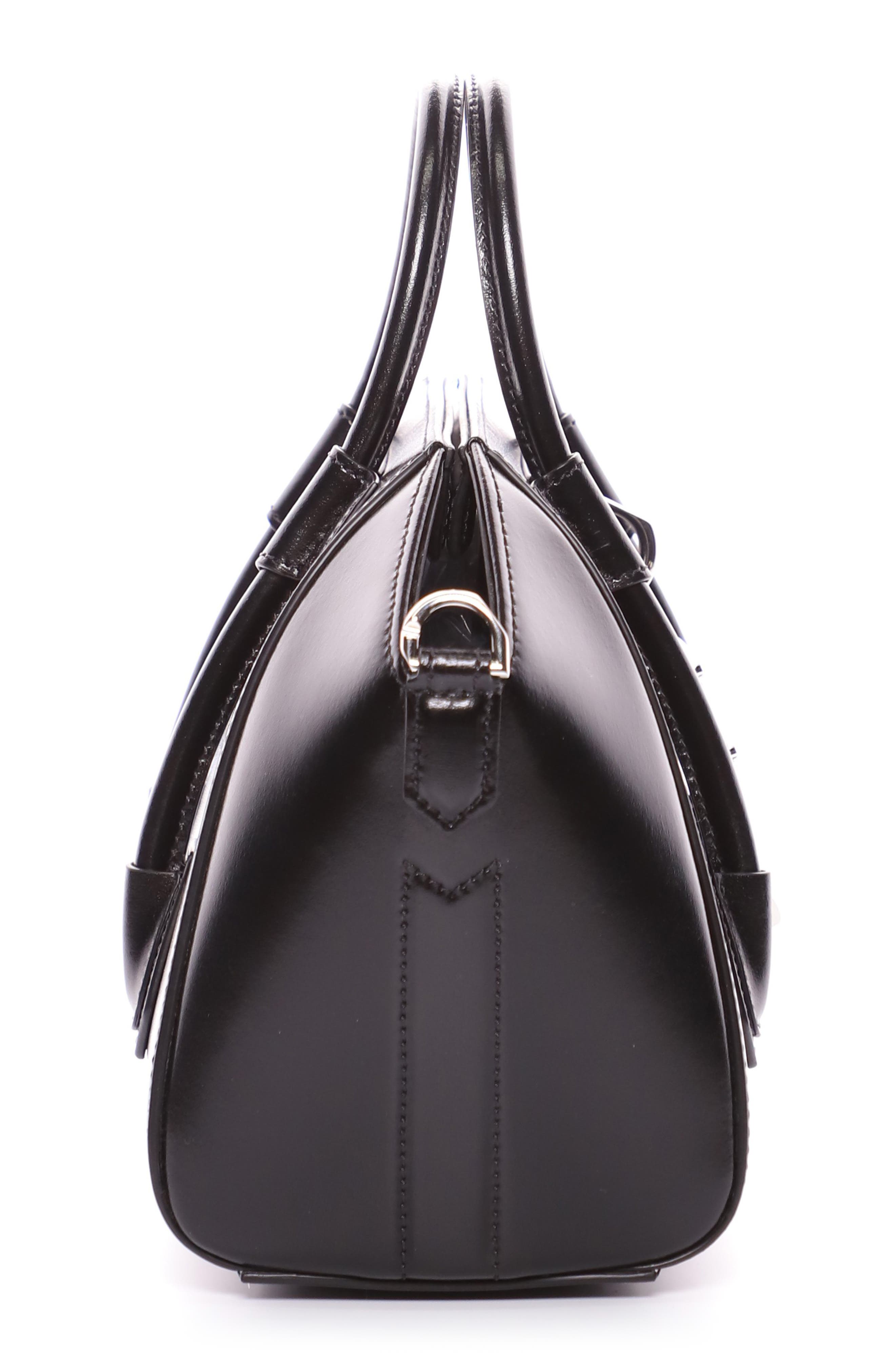 Givenchy Mini Antigona Lock Leather Satchel, Alternate, color, 