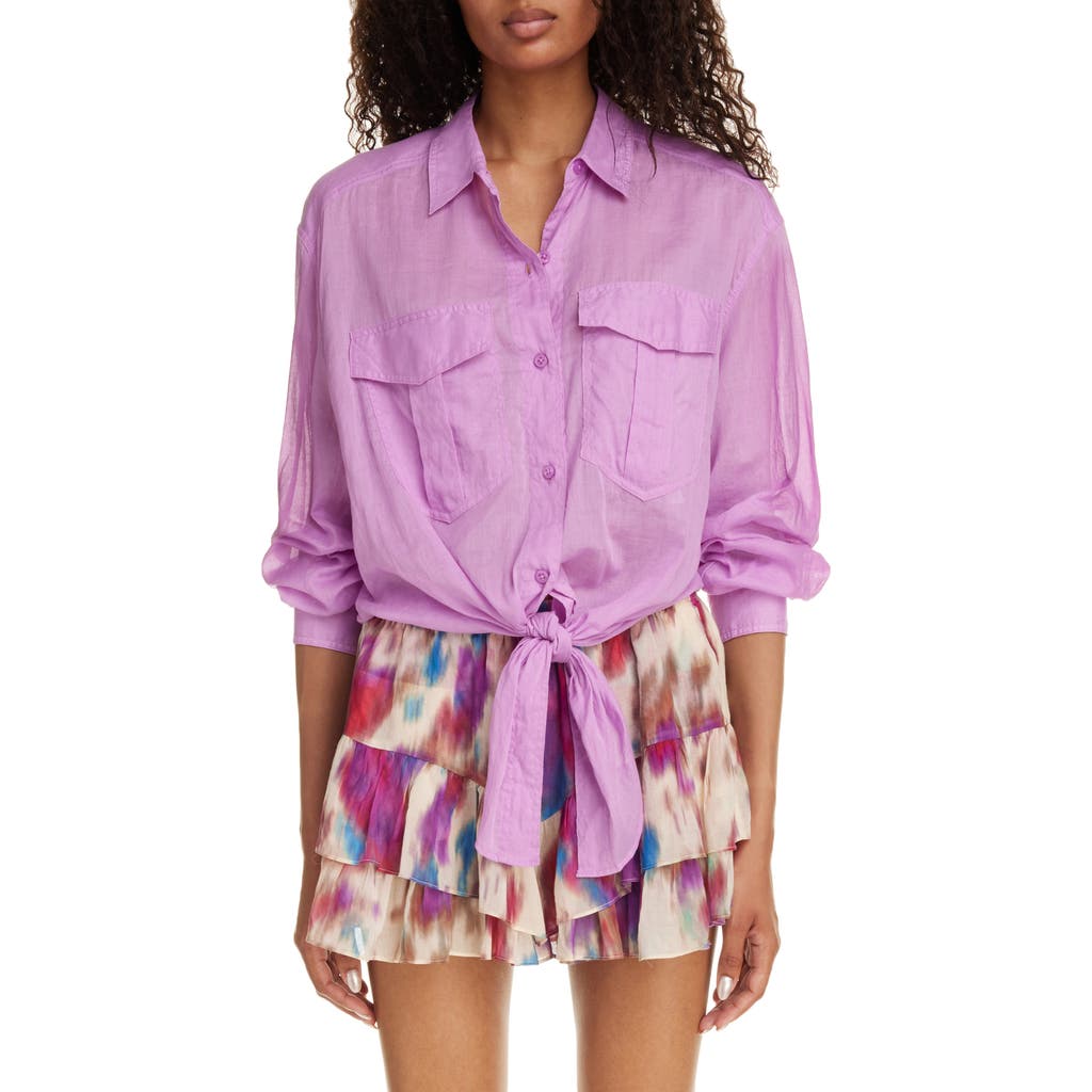 ISABEL MARANT ÉTOILE ISABEL MARANT ÉTOILE NATH TIE WAIST COTTON BUTTON-UP SHIRT