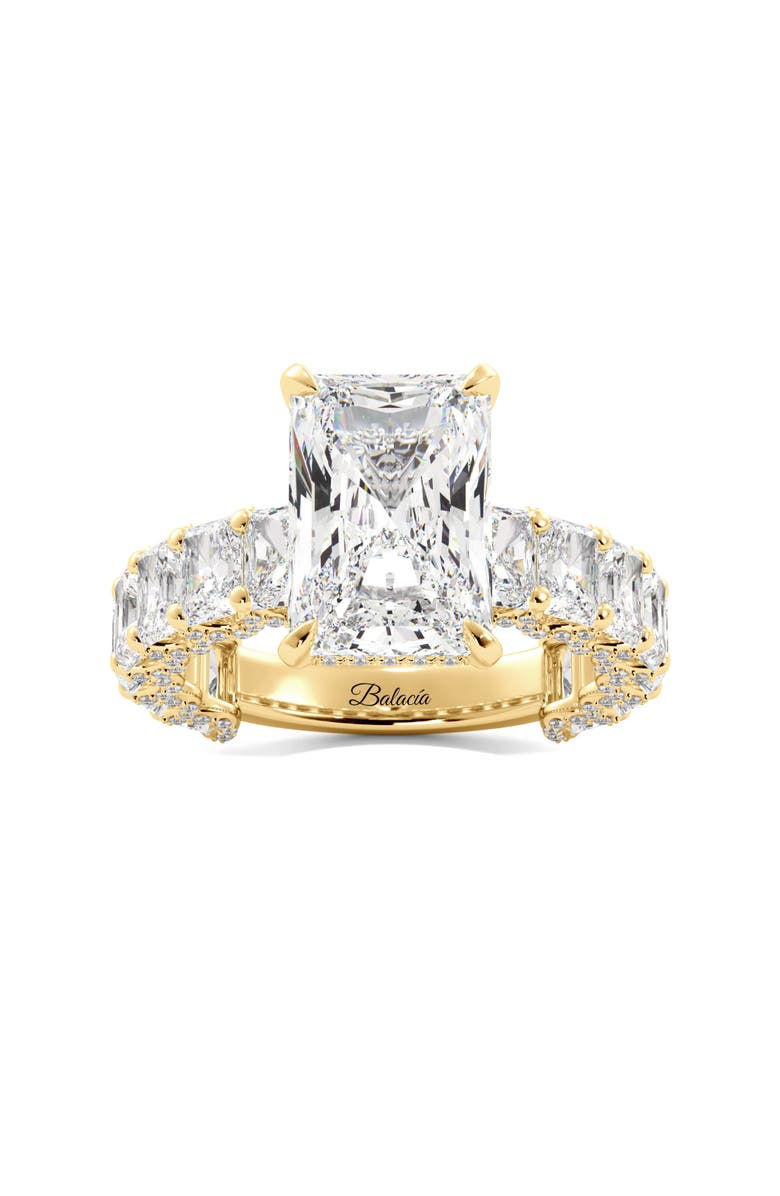 Balacia Radiant Cut Iced Out Engagement Ring With Radiant Cut Side Diamonds, Main, color,