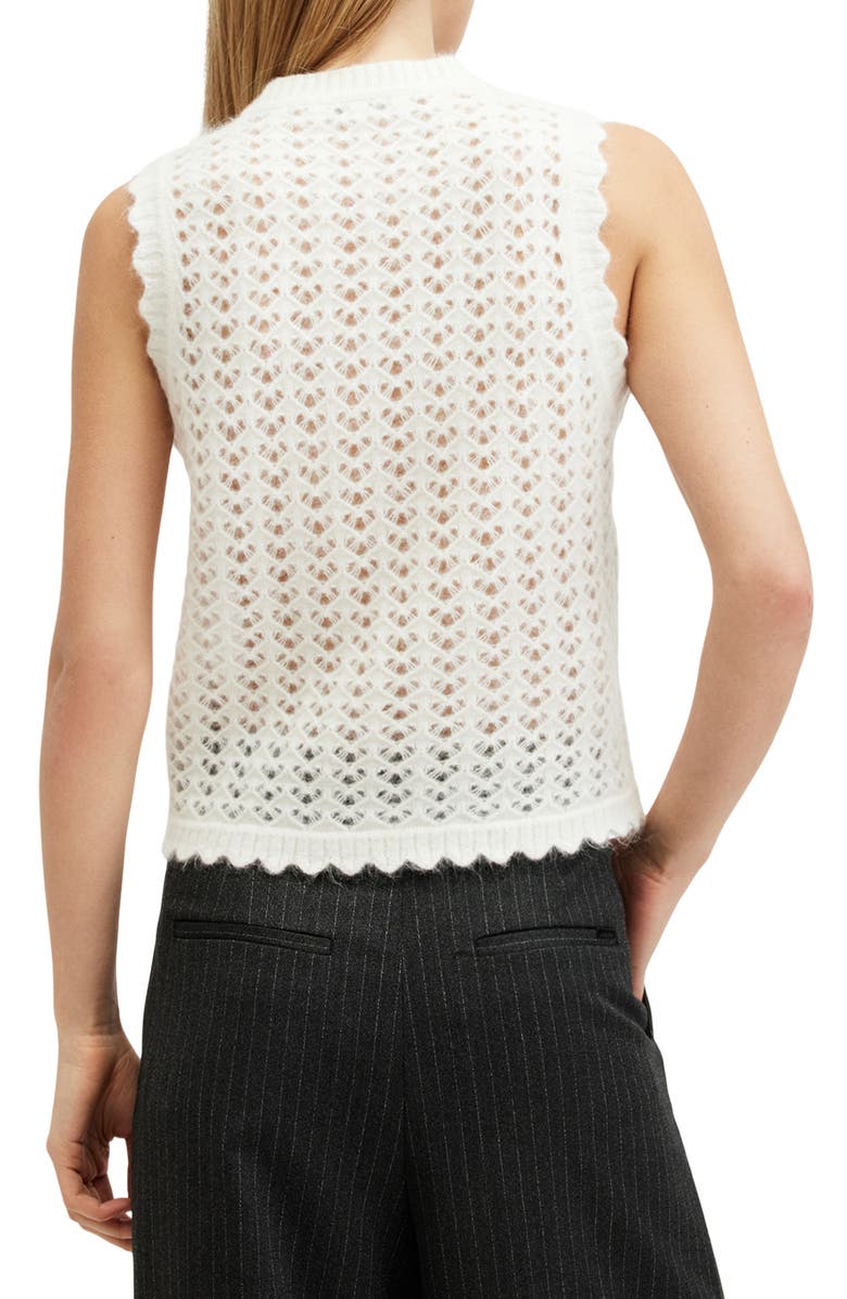 AllSaints Vivian Openwork Sweater Vest, Alternate, color, Chalk White