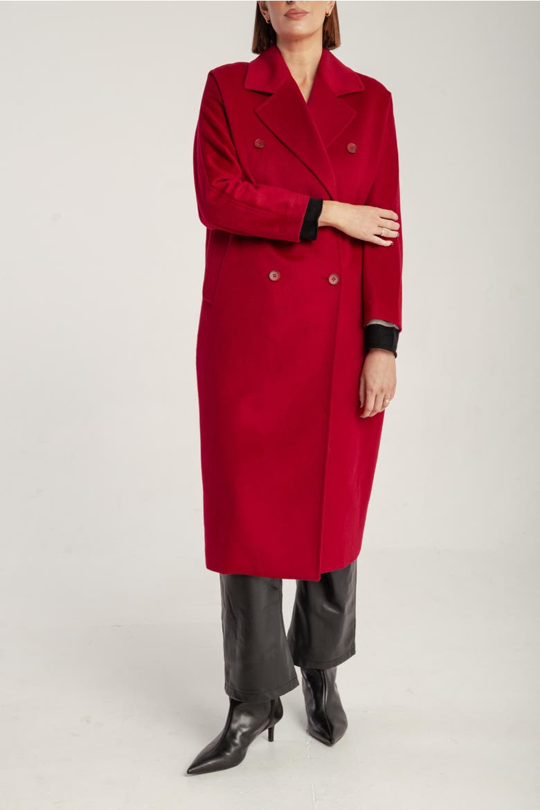 Cashmere Double Breasted Long Coat, Alternate, color, Bordeaux