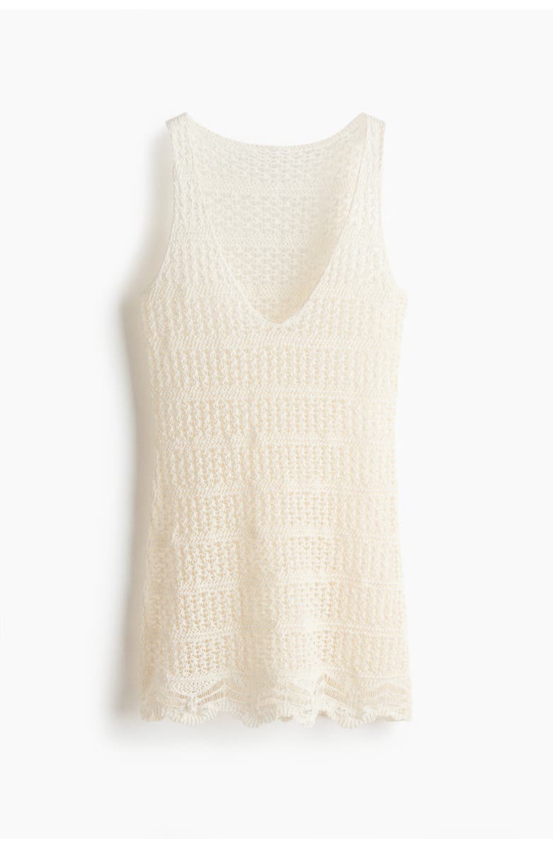 H&M Hole-knit Beach Dress, Main, color, Cream