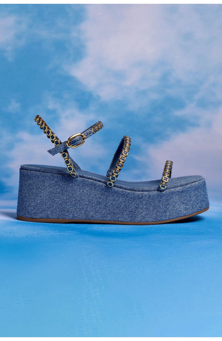 Larroudé Gio Milanina Flatform Sandal, Alternate, color, Blue