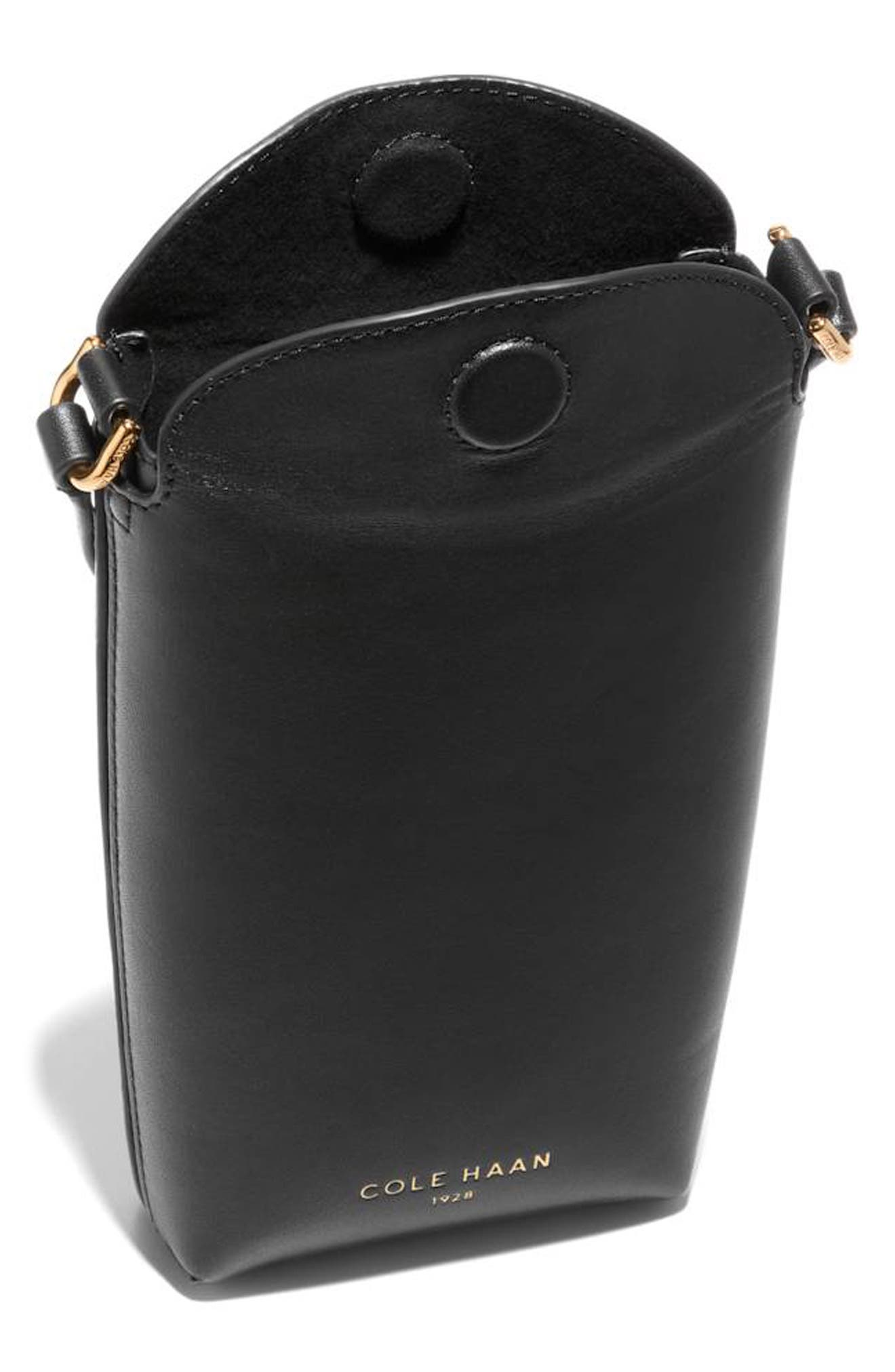 Cole Haan Clarisse Leather Phone Crossbody Bag, Alternate, color, Black